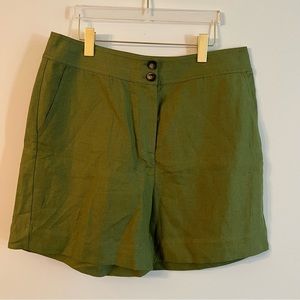 Women’s new Boden green linen glorious British style shorts size 12